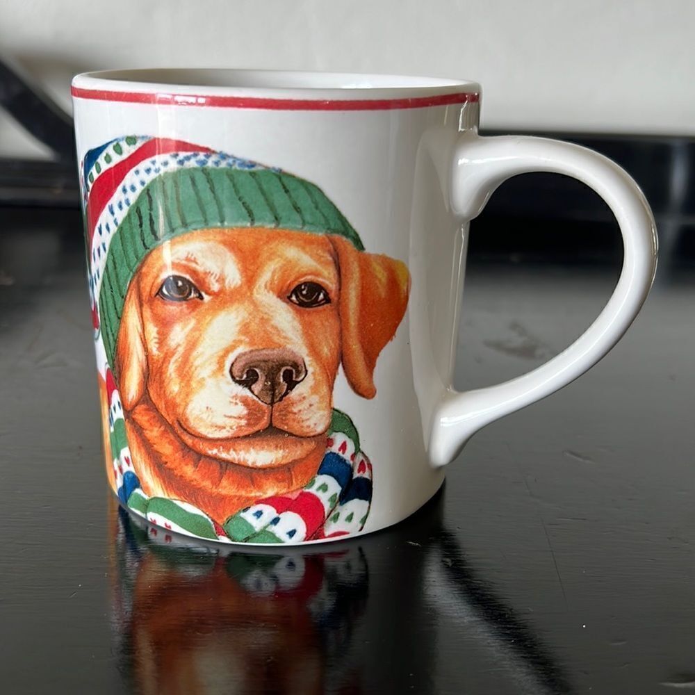 Williams Sonoma Winter Dog Lab Replacement Coffee Mug Tea Cup 8 oz